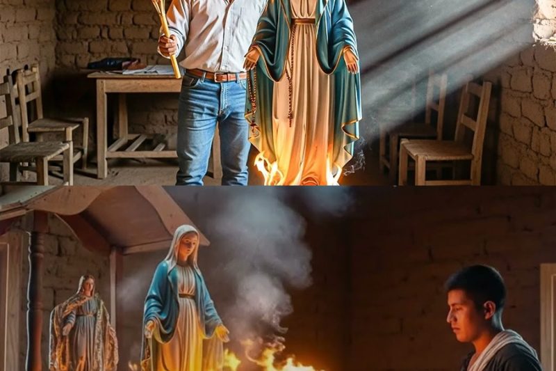 El hijo ateo incendió el altar de la Virgen… pero el milagro ocurrió justo después.