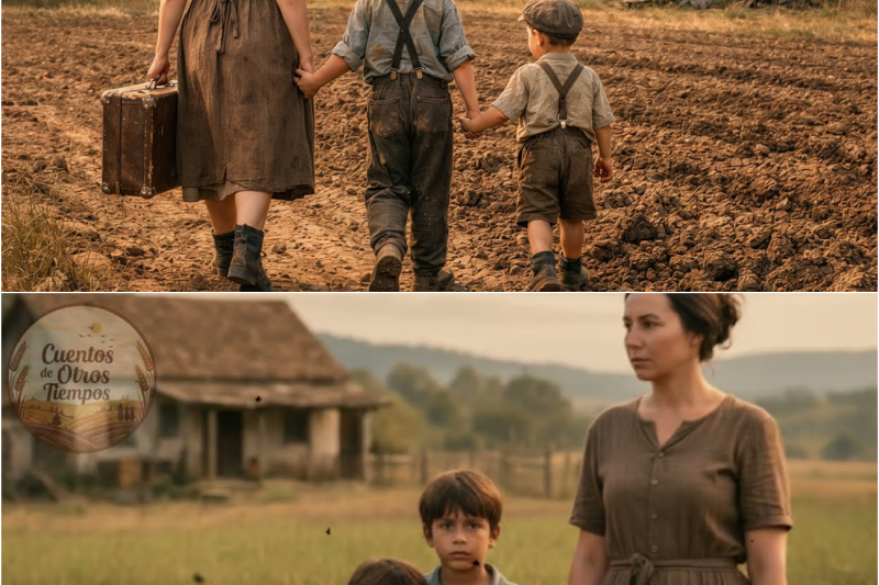 En los primeros años de matrimonio, cumplió la mitad de lo que prometía y la mitad ya parecía mucho para quien nunca había recibido casi nada. Los niños llegaron rápido, Joaquín Io, después Toñito con tres años de diferencia y la vida se fue apretando con la naturalidad silenciosa de las vidas que ya empiezan apretadas. Ramón trabajaba de sol a sol en la hacienda de otros y volvía a la casa con el cuerpo molido y una irritación que fue creciendo junto con las deudas. Teresa veía aquello pasar. veía al hombre que ella conocía irse borrando detrás de una amargura que él no sabía nombrar, pero no había nada que hacer cuando se tienen dos niños chicos y ningún lugar a donde ir. El trago llegó antes que la decisión de irse. Primero los fines de semana, después entre semana después, cualquier día que trajera una excusa.  Y en un amanecer de lunes, cuando Teresa despertó y encontró el lado de él en la cama frío y el cajón del ropero vacío, entendió que la decisión ya había sido tomada sin que nadie la consultara. Ramón se había ido llevándose dos mudas de ropa, el dinero que estaba escondido debajo de la tabla suelta del piso y ninguna palabra de despedida para los hijos que dormían en el cuarto de al lado.  Los primeros dos meses todavía llegó algo de dinero, un sobre sin remitente, con billetes arrugados y ningún recado, que llegaba por mano de un conocido que pasaba por la región. Teresa usaba cada centavo con la precisión de quien cuenta los granos de arroz antes de echarlos a la olla. Al tercer mes el sobre no llegó, al cuarto tampoco y Teresa dejó de esperar porque esperar costaba una energía que ya no podía gastar.  La suegra, doña Olivia, las había recibido a ella y a los niños en su casa cuando el matrimonio todavía existía, porque Ramón no había conseguido terreno propio, y vivir con la madre parecía la solución más práctica para un hombre que aplazaba todas las decisiones importantes de la vida. Era una casa de cinco cuartos con piso de cemento pulido y un patio donde doña Olivia criaba gallinas con el mismo rigor con que controlaba quién entraba y quién salía de su puerta.  Doña Olivia no era una mujer mala en el sentido en que la gente suele usar esa palabra. No pegaba, no les gritaba a los nietos, no dejaba que faltara la comida racionada que ella misma repartía en las porciones que consideraba correctas. Pero había en ella una dureza que venía de adentro. una forma de mirar a Teresa que dejaba claro, sin necesidad de palabras, que ella era una presencia tolerada y no deseada.  Mientras Ramón vivía ahí, Teresa tenía al menos el papel de esposa del hijo y eso le daba un lugar, por pequeño que fuera. Cuando él se fue y quedó claro que no iba a volver, el lugar de Teresa en esa casa empezó a encogerse hasta que ya no cabía nadie dentro de él. Doña Olivia empezó a hablar sobre la boca de más en la mesa, sobre el precio del frijol que no paraba de subir, sobre cómo criar nietos era obligación de madre y no de abuela. Decía esas cosas frente a Teresa, en voz lo suficientemente alta para que los vecinos escucharan y en tono lo suficientemente calmado para que nadie pudiera acusarla de crueldad. Teresa aguantó 4 meses de aquello. Trapeaba la casa entera de rodillas. cocinaba las tres comidas, cuidaba las gallinas, remendaba la ropa de la suegra y de los niños, y todavía encontraba tiempo para lavar ropa ajena, trayendo unas monedas que le entregaba a doña Olivia como contribución a los gastos, pero nada era suficiente para alguien que ya había decidido que ella se tenía que ir. El ultimátum vino una mañana de martes con la frialdad de quien está comunicando una decisión administrativa. Doña Olivia dijo que la casa era de ella, que el hijo se había ido y que Teresa necesitaba buscar su rumbo antes de que acabara el mes. Dijo que ya había sido demasiado generosa y que nadie podía acusarla de no haber hecho su parte.  Teresa escuchó aquello sosteniendo a Toñito en brazos con Joaquín agarrado de la falda y no respondió nada porque la dignidad que todavía le quedaba no cabía en una respuesta para esa mujer. La noticia sobre el abuelo llegó tres días después del ultimátum, traída por un hombre que Teresa no conocía, un sujeto de sombrero gastado que apareció en la puerta preguntando por ella y le informó con la objetividad de quien cumple un recado y nada más.  que don Elías había fallecido hacía dos semanas en su rancho. Murió solo como vivió los últimos años y la única persona que había dejado registrada como heredera era la nieta Teresa. El hombre le entregó un papel doblado con la dirección de la notaría donde la documentación estaba esperando y se fue antes de que ella tuviera tiempo de preguntar nada.  Teresa se quedó parada en la puerta con el papel en la mano, sintiendo el peso de esa noticia dividirse en dos dolores que no combinaban entre sí. El abuelo se había muerto y ella no estuvo ahí. Y al mismo tiempo el abuelo le había dejado lo único que podía significar alguna diferencia en ese momento. Don Elías era el padre de la madre de Teresa, hombre de manos grandes y hablar manso, que había pasado la vida entera en esa tierra, sembrando lo que la tierra aceptaba y cosechando lo que ella le devolvía. Teresa se había criado ahí en los primeros años, cuando la madre todavía estaba viva. Y el rancho era un lugar con olor a café tostado y sonido de asadón golpeando la tierra cada mañana. La madre murió cuando Teresa tenía 13 años de una fiebre que empezó como nada y terminó como todo. Después de eso, Teresa se fue a vivir con una tía al pueblo más cercano.  Porque don Elías, destrozado por la pérdida de la hija, dijo que no tenía condiciones para criar a una niña solo. Fue una decisión que tomó creyendo que era lo correcto y que pasó el resto de su vida sospechando que había sido el peor error. Las visitas se fueron haciendo raras con los años. Los caminos eran largos.  La vida empujaba hacia adelante. Y cuando Teresa se casó con Ramón, el contacto con el abuelo se redujo a recados mandados por arrieros que pasaban por la región. Ella siempre pensó que tendría tiempo de volver. La gente siempre piensa que tiene tiempo hasta que descubre que no lo tiene.  Lo que Teresa no sabía y que solo fue entendiendo cuando llegó al rancho era que don Elías ya venía consumiéndose desde hacía por lo menos 3 años. Una debilidad que empezó en las rodillas y fue subiendo, tomando el cuerpo entero con una lentitud que no asustaba al principio, pero que le fue quitando pedazo a pedazo la capacidad de cuidar aquella tierra. Primero dejó de rozar el patio porque las piernas no le aguantaban el machete. Después dejó de arreglar las cercas porque los brazos no le sostenían el martillo el tiempo necesario. El techo se hundió en una esquina y él ya no podía subirse a reponer las tejas. El monte fue tomándose el patio, la entrada, los canteros que él siempre mantuvo limpios.  Y don Elías se fue encogiendo dentro de aquella casa que iba quedando demasiado grande para un hombre solo y enfermo. En los últimos meses casi no salía del cuarto de la cocina. Vivía de lo que el mango dejaba caer en el patio y de la leche de la vaca que todavía conseguía sacar sentado en un tronco con las manos temblando.  El rancho fue tomando cara de abandono mientras el dueño todavía estaba vivo. Porque a veces es así como mueren las cosas. No de golpe, sino de a poco junto con la persona que las cuidaba. Teresa se tomó dos días para organizar la partida. Juntó en una maleta vieja la ropa de los niños, la de ella, una cobija que había sido de la madre y que guardaba doblada en el fondo del baúl y una fotografía pequeña y amarillenta del abuelo cargándola en brazos cuando era bebé. No se llevó nada de la casa de doña Olivia, porque nada de esa casa era suyo y ella se empeñaba en salir sin deber ni un alfiler. La mañana de la partida, doña Olivia se quedó sentada en la silla de la cocina mientras Teresa alistaba a los niños y no dijo una sola palabra de despedida, ni para ella ni para los nietos.  Joaquín miró a la abuela con esos ojos serios de niño que entiende más de lo que debería y tomó la mano del hermano. Toñito preguntó a dónde iban y Teresa le dijo que iban a la casa del bisabuelo. Y el niño aceptó aquello con la confianza absoluta que los hijos de 5 años depositan en las madres, sin saber que la madre tampoco estaba segura de nada. El viaje duró un día entero. Teresa consiguió aventón en una carreta de bueyes que iba hasta la mitad del camino con los dos niños apretados entre costales de maíz y la maleta en las piernas. El resto fue a pie por un camino de tierra colorada que subía y bajaba entre cerros cubiertos de pasto seco y cercas de alambre. Joaquín caminaba callado con la determinación concentrada de quien no quiere estorbar. Toñito fue en brazos de la madre en el último tramo porque las piernas cortas no aguantaron y se quedó dormido con la cabeza en el hombro de ella, pesando más a cada kilómetro. El sol fue bajando y la luz fue cambiando, pasando de ese amarillo duro del mediodía al dorado suave de la tarde que pinta todo con una belleza que parece mentira para quien está demasiado cansado para fijarse. Teresa se fijó de todas formas porque había en esa luz algo que le recordaba las tardes de la infancia cuando corría por el patio del abuelo sin saber que aquello era felicidad. El rancho apareció cuando ya estaba a punto de dejar de caminar. Primero vino la cerca de madera caída en varios puntos, con el alambre suelto y enredado en la maleza que había crecido por encima.  Después, el solar amplio tomado de hierba alta, donde tres gallinas flacas picoteaban entre la maleza, con la indiferencia de quien lleva viviendo ahí el tiempo suficiente para no extrañar ya nada. La casa estaba en el centro con las paredes de adobe todavía firmes, pero el aplanado desprendiéndose en placas grandes que dejaban ver el barro de abajo.  El techo de tejas coloniales se había hundido en una esquina, dejando un hueco oscuro por donde se veía el cielo. La puerta de enfrente estaba recargada, no con llave, porque ya no había nada adentro que alguien quisiera llevarse. Teresa se detuvo en la entrada del solar con la maleta en una mano, Toñito dormido en el hombro y Joaquín pegado de la otra mano y se quedó mirando todo aquello durante un tiempo que no supo medir.  Era menos de lo que recordaba y más de lo que tenía. Joaquín le jaló la mano y preguntó si era ahí. Teresa dijo que sí. El niño miró la casa, miró la hierba, miró las gallinas y no dijo nada más, pero apretó la mano de la madre con una fuerza que no combinaba con el tamaño de sus dedos. Teresa respiró hondo, acomodó a Toñito en el hombro y cruzó el solar hasta la puerta.  empujó la madera con el hombro libre y el olor llegó primero mojo, madera vieja, ceniza de fogón apagado hacías semanas y debajo de todo un perfume débil de café que se había metido en las paredes después de décadas y se negaba a irse. Era el olor del abuelo, era el olor de la infancia. Y Teresa se quedó parada en la puerta con los ojos ardiendo, no por el mo sino por todo lo que ese olor traía consigo, toda una vida que ella había dejado atrás, creyendo que seguiría ahí cuando volviera. Entró despacio con cuidado en los pasos, porque el piso de madera crujía en lugares que no esperaba, y fue caminando por la casa oscura mientras los ojos se acostumbraban. La cocina era el cuarto más grande con el fogón de leña en la esquina. el fregadero de piedra contra la pared y la mesa de madera gruesa donde recordaba haberse sentado en el regazo del abuelo comiendo pan de elote con las manos.  La mesa seguía ahí cubierta de polvo con dos sillas. Las otras dos habían desaparecido. En una esquina de la cocina, recargado contra la pared, como si estuviera esperando, había un baúl de madera oscura con un candado pequeño y oxidado que Teresa reconoció de inmediato. Era el baúl donde el abuelo guardaba las cosas que él llamaba importantes, sin haber explicado nunca bien qué eran.  Teresa acomodó a Toñito dormido sobre la mesa con la cobija debajo y le dijo a Joaquín que se quedara cerca de su hermano. Fue al patio trasero antes de que la luz se acabara de ir y encontró lo que necesitaba ver. La cisterna de piedra con la tapa de madera, el mango viejo de tronco grueso que seguía dando fruto sin necesitar de nadie.  Y al fondo, en un corral de varas amarradas con alambre, una vaca flaca de pelo opaco que levantó la cabeza cuando escuchó los pasos y se quedó mirando a Teresa con esos ojos grandes y cansados de animal que fue dejado atrás. No había becerro en el corral. Teresa recordaba que el abuelo siempre tuvo vaca con cría y la ausencia del becerro quedó registrada en su cabeza como una pregunta que todavía no tenía respuesta.  La vaca mujgió bajito, un sonido que parecía más reclamo que otra cosa. Y Teresa se quedó mirando a ese animal abandonado, a esa casa abandonada, a ese rancho entero que se había quedado detenido en el tiempo, esperando a alguien que llegara y dijera que todavía valía la pena. Volvió adentro, encendió el fogón con la leña seca que encontró apilada en la esquina, calentó agua en la olla de hierro que estaba colgada del gancho de la pared y les dio de beber a los niños.  Joaquín bebió en silencio. Toñito bebió medio dormido. Después los tres se acostaron juntos en el colchón de paja del cuarto del fondo, que olía aguardado y a tiempo. Y Teresa se quedó despierta mirando el techo oscuro, escuchando la respiración de los hijos y el silencio enorme que rodeaba aquel rancho como si fuera una pared más.  No sabía cómo iba a alimentar a esos niños al día siguiente. No sabía sembrar, no sabía criar, no sabía casi nada de lo que esa tierra exigía, pero estaba ahí con un techo sobre la cabeza y dos hijos vivos durmiendo al lado. Y esa noche, por más imposible que pareciera el mañana, eso bastó para cerrar los ojos. El primer amanecer en el rancho llegó con un frío que Teresa no esperaba.  La neblina cubría el solar como una sábana gris. Y las gallinas ya estaban despiertas picoteando en la hierba mojada de rocío con esa disciplina automática de los animales que no necesitan de nadie para saber qué hacer. Teresa se levantó antes que los niños, con el cuerpo entero adolorido por el colchón de paja y la noche mal dormida, y fue a la cocina.  El fogón todavía guardaba un resto de brasa de la noche anterior y ella sopló hasta que la llama volvió, poniendo encima las astillas más delgadas que encontró. El agua de la cisterna estaba helada y se lavó la cara y las manos con la rapidez de quien no puede darse el lujo de sentir frío por mucho tiempo. Necesitaba pensar.  Necesitaba hacer algo antes de que el hambre de los niños despertara junto con ellos. Fue hasta el mango y cortó los frutos que estaban alcance, maduros y pesados, con esa dulzura de fruta que maduró sola sin prisa. encontró en el patio un árbol de papaya que estaba escondido detrás de la hierba alta con tres frutos amarilleando en la punta y tumbó uno con una vara larga.  En la cocina partió todo sobre la mesa limpia con las manos, porque no había encontrado ningún cuchillo la noche anterior y acomodó lo que podía parecer un desayuno. Cuando Joaquín apareció en la puerta de la cocina con Toñito de la mano, los dos con los ojos hinchados de sueño y el pelo aplastado, Teresa ya tenía la mesa puesta con frutas, agua fresca y una dignidad frágil que sostenía con las dos manos. Toñito preguntó si había pan y Teresa dijo que no, pero que mango con papaya era mejor que pan. El niño aceptó porque aceptaba todo lo que la madre le decía y comió con las dos manos, embarrándose la barbilla entera con una satisfacción que dolía de tan bonita. Después del desayuno, Teresa salió con los niños a conocer el rancho entero bajo la luz del día.  Lo que la oscuridad de la víspera había escondido, la mañana lo reveló sin piedad. La maleza se había apoderado de casi todo. El solar que ella recordaba limpio y barrido era ahora una alfombra de hierba brava que le llegaba a la cintura. La cerca del patio estaba caída en tres puntos distintos y los postes de madera se habían podrido en la base.  El gallinero que el abuelo había construido con tablas y malla estaba sin la malla, quedando solo la estructura chueca y las gallinas vivían sueltas porque ya no había nada que las contuviera. Eran cinco, Teresa las contó, tres coloradas y dos pintas, todas flacas, pero vivas, y poniendo, porque encontró dos huevos en medio de la hierba alta, cerca de la casa, en nidos improvisados que las gallinas habían hecho por su cuenta. Esos dos huevos en la palma de la mano parecieron una fortuna pequeña y silenciosa. Al fondo, la vaca seguía en el corral con la misma expresión cansada del día anterior. Teresa se acercó con cuidado porque no tenía experiencia con ganado y el animal era lo suficientemente grande como para asustar a quien no está acostumbrado.  La vaca no se movió, solo se quedó mirando con esos ojos enormes y húmedos que tienen los bobinos. Y cuando Teresa estiró la mano y le tocó el cuello, sintió las costillas debajo del pelo. El animal estaba flaco, mal alimentado, con la ubre marchita de quien no ha sido ordeñada en mucho tiempo. Teresa no sabía ordeñar, nunca lo había hecho en su vida, pero sabía que vaca con leche que no se saca se enferma y sabía que leche significaba alimento para los niños.  se sentó en un tronco al lado del corral mirando a la vaca, y se hizo una lista mental de todo lo que no sabía hacer y que necesitaba aprender antes de que la ignorancia le costara más caro de lo que podía pagar. El baúl del abuelo le ocupó el pensamiento durante toda esa mañana. Estaba ahí en la cocina, pesado y cerrado, con el candado oxidado que no cedía cuando ella jalaba.  Teresa intentó forzarlo con un pedazo de fierro que encontró en el patio, pero el candado era de fierro grueso, de esos antiguos que estaban hechos para durar más que el dueño. La llave no estaba en ningún lugar obvio, no estaba en el cajón de la mesa, ni en el clavo detrás de la puerta, ni debajo del colchón de paja. Teresa revisó cada rincón de la casa y no la encontró.  Guardó la frustración para después, porque había cosas más urgentes que hacer. Pero el baúl se quedó ahí en la esquina de la cocina como una promesa que todavía no podía ser abierta y ella pasaba frente a él varias veces al día, sintiendo el peso de lo que no sabía. La primera semana fue de limpieza y supervivencia. Teresa cortó la hierba del solar con un machete viejo que encontró colgado en la pared de la bodega del fondo, donde el abuelo guardaba las herramientas.  La hoja estaba sin filo y ella no sabía afilar, pero cortaba lo suficiente si la fuerza era bastante y fuerza era lo único que Teresa tenía de sobra en ese momento. Joaquín trabajó a su lado desde el primer día, sin que nadie se lo pidiera. Arrancaba la hierba más baja con las manos, la juntaba en montones que después Teresa cargaba lejos, recogía piedras del solar y las apilaba junto a la cerca.  Tenía 8 años y el cuerpo delgado de quien creció comiendo poco. Pero había en sus hombros una rigidez que no era de niño, una postura de quien entendió que la infancia se había acabado antes de tiempo y que no tenía caso quejarse porque no había nadie escuchando. Toñito hacía lo que su tamaño le permitía. Juntaba ramitas para el fogón, llevaba agua en el jarro de la cisterna a la cocina haciendo cuatro viajes para llenar un bote.  Espantaba a las gallinas cuando se metían a la casa. Hacía todo con una seriedad concentrada que a veces le arrancaba una sonrisa a Teresa y a veces le arrancaba unas ganas de llorar que ella se tragaba rápido, porque llorar frente a los hijos era un lujo que no se podía permitir. Fue al quinto día que apareció doña Firmina. Teresa estaba intentando arreglarla cerca del patio con alambre y las manos, sin guantes, sin pinzas, torciendo el alambre con los dedos que ya estaban cortados en tres lugares, cuando escuchó una voz que venía del solar. Era una mujer bajita de unos 60 años, con cara oscurecida de sol y manos que parecían hechas de cuero de tan callosas. Vestía ropa sencilla, falda oscura hasta el tobillo y blusa cerrada hasta el cuello, y traía un costal de Xle en el hombro con la naturalidad de quien carga peso desde que tiene uso de razón. dijo su nombre sin rodeos, Firmina, y dijo que vivía a unos 3 km de ahí por el camino de monte que salía detrás del potrero.  Dijo que había visto humo saliendo del rancho de don Elías y vino a ver quién era. Porque los muertos no prenden fogón y a los vivos en esa tierra ella necesitaba conocerlos. Teresa le explicó quién era y qué estaba haciendo ahí. Doña Firmina escuchó todo sin interrumpir, con los brazos cruzados y una expresión que no era de juicio ni de lástima.  Era de cálculo, como si estuviera midiendo la situación con la misma precisión con que medía la lluvia por el olor del viento. Cuando Teresa terminó, la vieja miró a los niños, miró la cerca que Teresa estaba intentando arreglar con las manos desnudas y dijo dos cosas. La primera fue que el alambre se tuerce con pinzas y no con los dedos. y que en la bodega de don Elías había unas pinzas de punta colgadas en el tercer clavo de la pared izquierda. La segunda fue que lo sentía mucho por don Elías, que era un hombre bueno y que la tierra lo estaba extrañando. Dijo las dos cosas con el mismo tono, como si fueran informaciones del mismo peso. Y Teresa entendió ahí que esa mujer no separaba lo práctico de lo sentimental, porque para quien vive de la Tierra las dos cosas son lo mismo. Doña Firmina no se quedó mucho tiempo en esa primera visita, pero antes de irse dejó el costal en la mesa de la cocina. Adentro había un puñado de harina de maíz, un trozo de piloncillo, un bote con manteca de puerco y un manojo de tabaco de rollo que dijo que era para espantar el mosco. Bastaba con encenderlo y dejar que el humo corriera por la casa antes de dormir.  Teresa quiso agradecer y la vieja cortó con un gesto de mano que no aceptaba agradecimiento. Dijo que vecino es vecino y que don Elías había hecho lo mismo por ella muchas veces. Después miró a la vaca al fondo y preguntó si Teresa sabía ordeñar. Teresa dijo que no. Doña Firmina se quedó callada un segundo, como si estuviera decidiendo el tamaño del problema, y dijo que volvía al día siguiente temprano porque vaca, que no se ordeña se le pudre la ubre, y porque los niños necesitaban leche más que cualquier otra cosa. Volvió al día siguiente, como prometió, antes de que saliera el sol, y le enseñó a Teresa a ordeñar con la paciencia dura de quien no repite la instrucción dos veces, pero tampoco se va hasta que la persona le atine. Las manos de Teresa temblaban en el primer intento, apretando mal, jalando cuando debía presionar, y la vaca se movía incómoda con ese toque torpe.  Doña Firmina la corrigió sin suavidad, puso las manos encima de las de Teresa y le mostró el movimiento correcto, firme y rítmico de arriba hacia abajo sin prisa, hasta que la leche bajó en un chorro delgado que pegó en el fondo del bote con un sonido que Teresa no olvidó más. Al tercer intento, Teresa lo logró sola y la leche salió poca porque la vaca estaba débil, pero salió.  Joaquín observó todo de cerca, con esos ojos serios que absorbían cada detalle. Y cuando la madre terminó, preguntó si podía intentar. Doña Firmina lo miró. Miró las manos pequeñas del niño y dijo que sí, que mano de niño a veces es más ligera y la vaca se espanta menos. El niño se sentó en el tronco, recargó la frente en la panza de la vaca, como había visto hacer a la madre, y sacó dos chorros de leche antes de perder el ritmo.  Doña Firmina no sonró, pero asintió con la cabeza de una forma que valía más que una sonrisa. En esa segunda semana, mientras el rancho iba siendo lentamente arrancado del abandono por las manos de Teresa y los niños, doña Firmina trajo la información que cambió el rumbo de todo. Contó que don Elías, antes de ponerse peor cuando todavía le quedaba algo de fuerza en las piernas y los brazos, había preparado la tierra de un cantero grande en la parte de atrás del rancho, detrás del corral de la vaca.  Había arado, había abonado con estiércol, había cercado con estacas de madera para protegerlo de los animales, como si supiera que el cuerpo no le iba a aguantar mucho más y necesitara dejar aquello listo mientras todavía podía. Pero no alcanzó a sembrar porque la debilidad avanzó antes que la semilla.  Doña Firmina dijo que la tierra todavía estaba buena, que el trabajo de don Elías no se había perdido y que si Teresa quería sembrar, ese era el lugar. Teresa preguntó qué debería sembrar y doña Firmina respondió sin dudar, frijol. Porque el frijol es lo primero que se siembra cuando se necesita comer. Crece en tres meses, rinde bien, se guarda seco y sustenta a la gente.  Y porque en el baúl del abuelo, si Teresa conseguía abrirlo, iba a encontrar semillas que don Elías guardaba de una cosecha para la otra, seleccionadas a mano, grano por grano, de la manera en que lo hacían los viejos. El baúl volvió a ocupar el centro de todo. Teresa miró ese candado oxidado con una urgencia distinta ahora, porque ya no era curiosidad, era necesidad.  Pasó dos días buscando la llave en cada grieta, cada hueco de pared, cada bote viejo de la bodega, hasta que en una tarde, mientras limpiaba el fogón de leña por dentro, raspando la ceniza acumulada de meses, sus dedos golpearon algo metálico escondido en una ranura entre las piedras de la base del fogón. Era una llave pequeña oscurecida de ollín, sujeta con un alambre delgado que alguien había metido ahí a propósito. Teresa limpió la llave en la falda, fue hasta el baúl con las manos temblando y la metió en el candado. La llave giró con una resistencia que fue cediendo despacio, como si el baúl estuviera decidiendo si confiaba en ella. El candado se abrió. Adentro había lo que doña Firmina había previsto. Tres sacos de manta amarrados con mecate, cada uno con semillas de frijoles cogidas y secas.  También había un sobre grueso de papel manila con un documento doblado adentro que Teresa abrió y leyó despacio, porque la letra era del abuelo y la tinta se había corrido en algunos lugares. Era la escritura del rancho registrada en la notaría con el nombre de don Elías y una anotación al reverso escrita a mano que decía que la propiedad quedaba para la nieta Teresa, la única familia que quedó.  Teresa se quedó sentada en el piso de la cocina con el documento en las manos durante un tiempo que no supo contar. Joaquín apareció en la puerta y preguntó qué había dentro del baúl. Teresa le mostró las semillas y le dijo que el bisabuelo había dejado eso para ellos. El niño tomó un puñado de frijol en la mano, miró los granoscuros y redondos con el respeto de quien entiende, aún sin saber explicarlo, que aquello era más que comida.  Teresa guardó la escritura en el fondo del baúl de nuevo debajo de los sacos de semilla, y lo cerró sin ponerle candado, porque ahora ese baúl era de ella y ya no necesitaba candado para proteger lo que era suyo. Esa noche, acostada entre los dos niños que dormían el sueño pesado de las criaturas que trabajaron el día entero, Teresa pensó en el abuelo arrodillado en aquel cantero, harando la tierra y abonando con las manos que ya estaban débiles, preparando algo que él sabía que no iba a cosechar.  Pensó en la llave escondida en la base del fogón, en el lugar donde solo alguien que cuidara esa cocina la encontraría. Y entendió que don Elías no había simplemente muerto y dejado un rancho atrás. Él había preparado todo, la tierra, las semillas, la escritura, la llave escondida donde solo mano de mujer que cocina alcanzaría.  Había preparado el recomo de ella antes de irse, como quien siembra sabiendo que no va a haber la cosecha. Pero siembra de todas formas, porque eso es lo que se hace cuando se ama a alguien más de lo que se ama al propio tiempo. Si estás deseando que Teresa y sus niños logren vencer esta tierra y este mundo que parece querer tumbar a quien ya está en el suelo, deja tu like ahora y comparte esta historia con alguien que también sabe lo que es empezar de cero.  La siembra empezó una mañana de cielo limpio, con el sol todavía bajo y el rocío brillando en la tierra oscura del cantero que don Elías había preparado. Teresa cargó el primer saco de semillas hasta la parte de atrás del rancho y se quedó parada en la orilla de ese pedazo de suelo arado mirando la tierra como quien mira una conversación que no sabe cómo empezar. Doña Firmina le había explicado lo esencial la víspera con la economía de palabras que era su forma de enseñar. Dijo que el frijol le gusta la tierra suelta y el sol de la mañana, que el hoyo tiene que tener dos dedos de profundidad y un palmo de distancia entre uno y otro, que se ponen tres granos por hoyo, porque no todo grano prende y la tierra escoge los que se quedan.  Dijo esas cosas mientras señalaba con el dedo en la tierra, dibujando los hoyos en el aire. Y Teresa grabó cada detalle con la atención de quien sabe que equivocarse ahí significa hambre dentro de tres meses. Joaquín abrió los hoyos con un palo afilado que él mismo talló con el cuchillo de cocina que Teresa había encontrado en un cajón de la bodega.  Trabajaba en cuclillas con la precisión silenciosa de quien se está tomando en serio algo que todavía no entiende por completo, pero sabe qué importa. Toñito venía detrás con las semillas en un bote, contando tres granos por hoyo con los dedos chicos, equivocándose de vez en cuando, echando cuatro o cinco. Y Teresa corregía sin regañar, quitando el exceso y devolviéndolo al bote.  Los tres trabajaron toda la mañana en ese cantero, de rodillas en la tierra, bajo un sol que fue calentando despacio. Y cuando el último hoyo fue cubierto, Teresa se levantó con la espalda reclamando y las manos oscuras de tierra hasta la muñeca. miró el cantero sembrado que no mostraba nada todavía, solo tierra removida en hileras, y sintió algo extraño que no sentía hacía mucho tiempo.  No era alegría, se parecía más a propósito, la sensación de haber hecho algo que podía convertirse en algo más grande. El agua era el problema siguiente. El cantero necesitaba ser regado todos los días y la cisterna quedaba al otro lado del patio, a unos 50 pasos que se volvían 100 cuando se cargaba un bote lleno de agua en cada mano.  Teresa hacía el recorrido seis veces por la mañana y cuatro por la tarde, con los brazos ardiendo y el sudor escurriéndole por la espalda. Joaquín insistió en ayudar y ella lo dejó, porque rechazar la ayuda del niño sería quitarle lo único que él tenía para ofrecer en ese momento. Cargaba medio bote a la vez, con el cuerpo entero inclinado para compensar el peso, derramando un poco a cada paso, pero llegando, Toñito cargaba un jarro que era casi nada en términos de volumen, pero era todo en términos de presencia. Y los tres iban y venían de la cisterna al cantero, en un ritual que se repitió todos los días de esa primera semana, hasta que los brazos dejaron de doler, porque los músculos habían aprendido a aceptar el esfuerzo. Los brotes aparecieron al séptimo día. Teresa casi no lo creyó cuando vio esos hilos verdes rompiendo la tierra oscura, delgados y curvados, todavía con el grano partido colgando de la punta como un casco que se estaba quitando.  Llamó a los niños y los tres se quedaron agachados en la orilla del cantero, mirando esas plantitas con una reverencia que no necesitaba palabras. Toñito quiso tocar y Teresa le detuvo la mano con cuidado, explicándole que todavía era pronto, que la planta necesitaba espacio para crecer. El niño se quedó mirando con los ojos bien abiertos, como si estuviera viendo magia suceder en el suelo.  Y tal vez así era, porque había algo de milagro en eso, en meter un grano seco en la tierra y ver a la vida empeñarse en salir, aún cuando todo alrededor parecía haberse rendido. Doña Firmina apareció esa semana con una información que le agrió el gusto de la conquista. Vino por la vereda del monte como siempre, con el costal en el hombro y la expresión cerrada de quien trae una noticia que preferiría no traer.  Se sentó en la banca del solar, aceptó el café que Teresa le ofreció y se quedó un rato mirando la casa y el patio limpio, sin decir nada. Después contó, dijo que había ido al pueblo el día anterior y que el nombre de Teresa estaba corriendo de boca en boca y no con buena voluntad. Un hombre llamado Venancio, ascendado de la región, dueño de tierras que iban del camino principal hasta el río, andaba diciendo por ahí que el rancho de don Elías tenía una deuda vieja de impuestos, que la tierra se podía impugnar y que una mujer sola con niños no tenía condiciones de mantener una propiedad de ese tamaño. Teresa sintió el estómago apretarse de la forma en que se aprieta cuando el cuerpo reconoce el peligro antes que la cabeza. Preguntó quién era ese Venancio y doña Firmina le explicó con la voz baja de quien está midiendo cada palabra.  Dijo que era hombre de dinero y de influencia, del tipo que compra tierra de gente débil por precio de nada y que tenía el ojo puesto en el rancho de don Elías desde hacía años. Mientras el viejo estaba vivo, Benancio no se atrevía, porque don Elías tenía nombre respetado y conocía gente en la notaría.  Pero con el viejo muerto y una mujer de fuera ocupando la propiedad, Benancio vio la oportunidad que estaba esperando. Doña Firmina dijo también otra cosa que hizo que Teresa cerrara las manos en puño. El becerro que faltaba en el corral, ese que debería estar con la vaca y no estaba, se lo había llevado un hombre que trabajaba para Venancio.  Dijo que había ayudado a cuidar mientras don Elías estaba enfermo, pero nunca devolvió el animal. Y nadie en el pueblo cuestionó, porque cuestionar a Venancio era un ejercicio que la mayoría de la gente prefería evitar. Teresa se quedó en silencio por un largo rato después de que doña Firmina terminó de hablar. Miró el cantero de frijol donde los brotes estaban creciendo.  Miró la casa que ella había barrido y arreglado con sus propias manos. miró a Joaquín, que estaba en el patio apilando leña con la seriedad de un hombre hecho. Después le preguntó a doña Firmina si la escritura que estaba en el baúl del abuelo valía algo contra lo que Benancio andaba esparciendo. La vieja dijo que escritura registrada en notaría vale más que habladurías de hombre ambicioso, pero que un papel solo no camina hasta la notaría y que Teresa iba a necesitar a alguien que llevara ese documento hasta la ciudad y se hiciera el cambio de nombre a favor de ella antes de que Venancio encontrara la forma de complicar las cosas. Las semanas que siguieron fueron de trabajo y vigilancia. Teresa trabajaba en la parcela de día y se quedaba atenta a cualquier sonido extraño de noche, porque la amenaza de Venancio había convertido cada ruido nocturno en posibilidad de problema.  El frijol crecía con una terquedad que parecía respuesta. Las plantas engrosaron, echaron hojas anchas y verdes y empezaron a enredarse unas con otras con esas ganas de vivir que tienen las plantas cuando la tierra es buena y el agua no falta. Teresa aprendió a identificar la maleza que crecía entre las hileras y a arrancarla sin lastimar la raíz del frijol.  Aprendió a leer las señales de la planta. Cuando las hojas se marchitaban era sed. Cuando amarilleaban en las puntas era demasiado sol. Cuando se enrollaban hacia adentro era comiendo por abajo. Doña Firmina enseñaba a pedazos, nunca todo de una vez, siempre lo suficiente para el problema del día. Y Teresa absorbía con el hambre de quien sabe que ese conocimiento es la diferencia entre comer y pasar hambre.  Joaquín había asumido la ordeña de la vaca como tarea suya. Se levantaba antes del sol, iba al corral con el bote, se sentaba en el tronco y sacaba la leche con una firmeza en las manos que no combinaba con su edad. La vaca había engordado un poco con el pasto que Teresa cortaba y le llevaba al corral todos los días.  Y la leche, que antes era poca, ahora llenaba el bote a la mitad, suficiente para que los tres tomaran y todavía sobrara un resto que Teresa empezó a cuajar en una jícara, haciendo un queso rústico que doña Firmina le enseñó a preparar con limón y sal. Toñito cuidaba las gallinas con una dedicación que solo un niño de 5 años puede tenerle a un animal.  Conocía a cada una por su forma de caminar. Les había puesto nombres a todas y lloraba cuando una se perdía en el monte por más de un día, creyendo que se la había llevado un coyote. Las gallinas, que antes eran cinco, pasaron a ser siete, cuando dos huevos seclosionaron debajo de un arbusto que nadie había visto.  Y Toñito anunció el nacimiento de los pollitos con una alegría que iluminó ese rancho entero por toda una tarde. Don Benancio apareció en persona un atardecer, montado en un caballo bien cuidado, con silla de cuero labrado y arreos de plata. Venía acompañado de un muchacho que se quedó montado en el portón mientras él desmontaba en el solar con la calma estudiada de quien entra en tierra ajena como si fuera propia.  Era hombre de unos 55 años, barriga ancha, sombrero de alas nuevas, manos que no tenían callo ninguno porque el trabajo pesado lo hacían otros. Teresa estaba en el cantero cuando lo oyó llegar y se levantó despacio, limpiándose las manos en la falda con los ojos fijos en él. Joaquín apareció al lado de la madre sin que nadie lo llamara, con la postura tensa de perro que siente a un extraño en el terreno. Benancio se presentó con una sonrisa que mostraba los dientes y escondía la intención. Dijo que era vecino, que había sido amigo de don Elías, que estaba preocupado por la situación de una mujer sola con niños en una tierra tan aislada. habló sobre las dificultades de mantener una propiedad, sobre los impuestos que estaban atrasados, sobre los riesgos de una mujer sin marido intentando vivir de la siembra.  Cada palabra estaba escogida con el cuidado de quien está poniendo alambre en un cercado, sin prisa, sin ruido, pero cerrando el espacio poco a poco. Después ofreció ayuda. Dijo que podía comprar el rancho a un precio justo, que ella tendría dinero para empezar de nuevo en la ciudad, que los niños tendrían escuela y futuro. Dijo todo eso mirándola con la expresión de quien está haciendo un favor enorme y espera gratitud. Teresa escuchó cada palabra sin interrumpir. Lo dejó terminar. Dejó que el silencio que vino después se estirara hasta volverse incómodo y entonces dijo que el rancho no estaba en venta. Lo dijo con la voz firme y baja de quien no necesita gritar para que la escuchen. Benancio mantuvo la sonrisa por un segundo más y después la sonrisa cambió. se volvió más delgada, más dura y dijo que debería pensarlo mejor, que la situación era más complicada de lo que ella se imaginaba, que había cuestiones de documentación que podían dificultarle la vida. Teresa respondió que la escritura del abuelo estaba en orden y que cuando fuera necesario la presentaría en la notaría.  Benancio se quedó mirándola durante un momento que pareció más largo de lo que fue, midiendo a esa mujer de manos sucias de tierra que no se estaba doblegando, y después se puso el sombrero. Dijo que esperaba que no se arrepintiera y se fue sin despedirse. Joaquín se quedó mirando al caballo alejarse por el camino con los puños cerrados a los costados. Esa misma noche, Teresa despertó con un ruido que venía del fondo del rancho. Era un sonido de madera quebrándose, seco y deliberado, que no venía del viento. Se levantó, encendió el quinqué y fue hasta la puerta trasera con el corazón latiéndole en el cuello. El corral de la vaca tenía dos varas arrancadas y la vaca había salido caminando por el potrero oscuro sin rumbo.  En el cantero de frijol, tres estacas de la cerca de protección estaban rotas y tiradas en el suelo, y había huellas de pisada en el lodo mojado que no eran de animal, eran de bota. Teresa se quedó parada ahí en la oscuridad con el quinqué temblando en la mano, mirando el destrozo que alguien había hecho a propósito, y sintió una rabia subir desde el fondo del estómago, que era distinta a todo lo que había sentido antes.  No era miedo, no era desesperación, era rabia limpia, dura, del tipo que no paraliza, sino que hace que la persona se mueva. Se pasó el resto de la noche despierta, arreglando el corral con alambre. y reponiendo las estacas del cantero con las manos que temblaban no de miedo, sino de furia, Joaquín despertó con el ruido y apareció en la puerta con los ojos enormes de sueño y susto.  Teresa le dijo que volviera adentro y cuidara a su hermano, y el niño obedeció, pero se quedó sentado en la puerta del cuarto con Toñito dormido en las piernas, esperando a que la madre volviera sin dormir el resto de la noche. Cuando salió el sol, Teresa estaba de pie en el solar con la cara marcada de cansancio y una decisión tomada.  Necesitaba ir a la ciudad a registrar la escritura a su nombre. Necesitaba convertir ese papel guardado en el baúl en un documento que ningún venancio del mundo pudiera impugnar. Pero la ciudad quedaba lejos, no tenía caballo, no conocía bien el camino y no podía dejar a los niños solos en el rancho, no después de lo que había pasado esa noche.  Fue doña Firmina quien trajo la solución sin saber que la estaba trayendo. Apareció a la mañana siguiente y al escuchar lo que había pasado, se quedó en silencio por un rato con la expresión más dura que Teresa le había visto en la cara. Después dijo que conocía a un arriero que pasaba por la región cada dos semanas, hombre de confianza, callado y derecho, que hacía el camino hasta la ciudad con la recua de mulas y conocía gente en la notaría. Dijo que se llamaba Gerardo y que debía pasar por el camino principal en los próximos días. Si Teresa quería, doña Firmina le mandaba recado para que se detuviera en el rancho. Teresa dijo que sí quería. Y esa tarde, mientras regaba el cantero de frijol que ya tenía plantas a la altura de la rodilla, con las vainas empezando a formarse en las ramas más bajas, miró esa parcela que era de ella y de los niños, y se hizo una promesa que no dijo en voz alta, porque las promesas más serias no necesitan testigo. Prometió que nadie le iba a quitar esa tierra a sus hijos mientras ella tuviera dos manos y fuerza para usarlas. Don Gerardo llegó una tarde de jueves con tres mulas cargadas y un silencio que parecía parte de la carga. Era hombre de unos 45 años, flaco como cuero estirado, con un sombrero de cuero gastado y ojos que miraban las cosas por más tiempo del que la mayoría de la gente consideraba necesario. Desmontó en el solar, amarró las mulas a la sombra del mango y se quedó parado mirando el rancho entero con la atención lenta de quien está leyendo un lugar como quien lee una carta. Doña Firmina le había mandado el recado y él había venido sin hacer preguntas. Porque doña Firmina no mandaba recados por gusto y cuando lo hacía era porque la cosa era seria.  Teresa le ofreció café y él aceptó con un gesto de cabeza. Se sentaron en la banca del solar y ella le contó todo, desde la llegada hasta el ataque nocturno, pasando por la visita de Venancio y la escritura que estaba en el baúl, esperando convertirse en documento registrado. Don Gerardo escuchó sin interrumpir, bebiendo el café despacio, con la mirada fija en un punto del patio que podía ser cualquier lugar o ninguno.  Cuando Teresa terminó, se quedó callado por un tiempo que habría sido incómodo si él fuera un hombre deprisa, pero no lo era. Después dijo que conocía al escribano de la notaría de la ciudad, que era hombre correcto y que podía llevar la escritura en el próximo viaje, que sería en tres días. Dijo que el registro de herencia necesitaba un testigo y que doña Firmina servía para eso porque tenía edad y nombre en la región.  dijo esas cosas con la voz plana de quien está explicando el camino de una vereda sin drama y sin peso. Y Teresa sintió que los hombros le bajaban de una tensión que ni siquiera sabía que estaba cargando. Antes de irse esa tarde, don Gerardo hizo algo que Teresa no esperaba. Caminó hasta la parte de atrás del rancho, miró el corral de la vaca, miró las varas que habían sido arrancadas y que Teresa había arreglado con alambre.  y después caminó por toda la cerca del rancho despacio, probando cada poste con la mano. Cuando volvió, dijo que la cerca necesitaba refuerzo en por lo menos cuatro puntos y que iba a dejar un rollo de alambre de púas que traía en la recua, porque no era el primer rancho que veía presionado por asendado grande, y sabía que cerca firme era el primer recado que se le daba a quien le gustaba entrar donde no lo llamaban.  Sacó el rollo de una de las mulas. y lo dejó recargado en la bodega. Teresa quiso pagar y él rechazó con un gesto corto de mano que cerraba el asunto. Dijo que don Elías le había dado posada y comida durante años cuando pasaba por la región con la recua y que deuda de hospitalidad no se paga con dinero, se paga haciendo lo mismo cuando llega a la vez. Los tres días hasta el regreso de don Gerardo fueron los más largos que Teresa vivió en ese rancho. Trabajó sin parar porque trabajar era la forma que su cuerpo encontraba de gastar la ansiedad que la cabeza insistía en producir. Reforzó la cerca en los cuatro puntos que Gerardo le había señalado, estirando el alambre de púas con las pinzas y sujetándolo a los postes con grapas que encontró en un bote oxidado de la bodega. Joaquín ayudó sosteniendo el alambre estirado mientras ella engrapaba, y las manos del niño sangraron en dos lugares donde las púas cortaron, pero no se quejó, solo se limpió en el pantalón y siguió sosteniendo. Teresa vio la sangre, vio el silencio del hijo y sintió esa mezcla de orgullo y dolor que sienten las madres cuando los hijos crecen más rápido de lo que deberían. Esa noche, después de que los niños se durmieron, tomó las manos de Joaquín y lavó los cortes con agua tibia y sal, pasando un trapo con cuidado en cada rasguño. El niño despertó a medias, miró a la madre con los ojos turbios de sueño y dijo que no le dolía. Teresa dijo que lo sabía, pero que una madre cuida aunque no duela.  Y él se volvió a dormir con las manos dentro de las de ella. Toñito había empezado a hablarle a las plantas del cantero. Teresa se dio cuenta una mañana cuando fue a regar y encontró al niño arrodillado entre las hileras de frijol, hablándole bajito a las vainas que se estaban engrosando en las ramas. Decía cosas que Teresa no alcanzaba a oír bien, pero que parecían instrucciones, como si le estuviera ordenando a las plantas que crecieran más rápido.  Tenía 5 años y la convicción absoluta de que si lo pedía con educación, el frijol le iba a obedecer. Teresa se quedó parada mirando esa escena, el niño de rodillas en la tierra hablándole a las plantas bajo el sol de la mañana y sonrió de verdad por primera vez en semanas. Era una sonrisa pequeña que no alcanzó a durar mucho, pero que existió y existir ya era algo.  Don Gerardo volvió el día acordado antes del mediodía, con la recua y con doña Firmina, que venía a pie al lado de las mulas, con la misma disposición de quien camina 3 km diario, sin considerar aquello ejercicio. Teresa entregó la escritura con las manos firmes porque había pasado tres días preparándose para ese momento y no iba a temblar a la hora.  Gerardo guardó el documento en la alforja de cuero que usaba para cargar los papeles importantes con un cuidado que mostraba que entendía el peso de aquello. Doña Firmina firmó como testigo en un papel que Gerardo trajo ya preparado con la letra grande e inclinada de quien aprendió a escribir tarde y se empeña en que cada letra ocupe el espacio que merece.  Los dos partieron juntos. Gerardo con la Recua y Firmina a pie de vuelta por la vereda del monte. Y Teresa se quedó en el solar mirando el camino por donde habían desaparecido con la sensación de que algo importante estaba en movimiento y que ella solo podía esperar. La espera duró 5co días. Cinco días en que Teresa trabajó en el cantero, ordeñó la vaca, cuidó las gallinas, alimentó a los niños y durmió con un ojo abierto y el otro cerrado, porque cada sonido nocturno traía ahora la posibilidad de ser más que viento. Al sexto día, don Gerardo apareció por el camino solo, sin la recua, montado en una mula, con la prisa que una mula permite, que no es mucha, pero que en él parecía urgencia. Desmontó en el solar, sacó de la alforja un sobre y se lo entregó a Teresa. Adentro estaba la escritura sellada y firmada por el escribano con el registro de transferencia a nombre de ella, Teresa, nieta y heredera legítima de don Elías, propietaria legal de ese rancho y de todo lo que en él estuviera.  El sello era redondo y azul y ocupaba una esquina del papel con la autoridad silenciosa que tienen los sellos cuando significan algo de verdad. Teresa sostuvo ese papel con las dos manos y se quedó leyendo su propio nombre ahí, escrito en tinta negra por una letra que no era la suya en un documento que decía que esa tierra era de ella.  No lloró porque ya había pasado del punto en que las victorias venían con lágrima. sintió algo más callado que el llanto, más hondo, una especie de asentamiento, como si sus pies finalmente se hubieran hundido en esa tierra hasta encontrar la parte firme. Don Gerardo contó que el escribano había hecho el registro sin complicación, porque la documentación de don Elías era impecable, cosa de hombre que aprendió de los viejos a mantener los papeles en orden.  Contó también que el escribano había mencionado por cuenta propia que cierto asendado de la región había hecho consultas en la notaría sobre la situación de esa propiedad semanas antes y que ahora, con el registro actualizado, cualquier impugnación legal sería pérdida de tiempo y de dinero. Teresa escuchó aquello y lo guardó como quien guarda munición.  No pensaba usarla, pero saber que la tenía era suficiente. La noticia del registro corrió por el pueblo con la velocidad con que corren las noticias en los lugares chicos, donde todo mundo sabe de la vida de todo mundo, y las novedades llegan antes del almuerzo. Benancio se enteró ese mismo día, según doña Firmina, y su reacción fue un silencio distinto a los silencios anteriores.  No era silencio de quien está planeando, era silencio de quien encontró una pared donde esperaba encontrar una puerta. En las semanas siguientes, ninguna cerca fue tumbada, ninguna estaca fue rota, ningún caballo extraño apareció en el solar. Benancio no volvió al rancho y los rumores que había esparcido fueron muriendo solos como fuego sin leña, reemplazados poco a poco por la versión de doña Firmina, que tenía la ventaja de ser verdadera.  y que fue ganando terreno con la paciencia de las cosas que son ciertas. La primera cosecha llegó una mañana en que Teresa despertó y encontró el cantero cargado de vainas secas, cafés e abultadas, colgando de las ramas con un peso que hacía que las plantas se doblaran hacia el suelo.  Se quedó parada en la orilla del cantero por un rato, mirando aquello con los ojos de quien está viendo una promesa cumplida. llamó a los niños y los tres cosecharon juntos, arrancando las vainas con las manos y llenando los costales de Xle que doña Firmina había traído la semana anterior, como si supiera que ese día estaba llegando. Joaquín trabajaba callado y eficiente, arrancando, llenando, amarrando los costales con el mecate que él mismo cortaba con los dientes.  Toñito arrancaba las vainas con la emoción de quien está cosechando juguetes de un árbol. riéndose cuando una vaina reventaba en la mano y los granos saltaban para todos lados. Teresa cosechaba despacio, sintiendo el peso de cada vaina en la palma, abriendo una de vez en cuando para ver los granos adentro, oscuros y lisos, iguales a los que el abuelo había guardado en el baúl, porque la semilla carga la memoria de la planta que vino antes de ella y se la entrega a la que viene después.  Llenaron siete costales en esa primera cosecha. Teresa separó dos para semilla, como doña Firmina le había enseñado, escogiendo los granos más grandes y más lisos, guardándolos en el baúl del abuelo junto con la escritura, porque ese baúl era el lugar donde vivían las cosas importantes. De los cinco costales restantes, tres fueron para comer y dos los llevó doña Firmina al mercado del pueblo, donde se vendieron a un precio que no era mucho, pero que era dinero, real y ganado.  que Teresa sostuvo en las manos con un respeto que solo entiende quien nunca en la vida tuvo control sobre un centavo. Compró sal, azúcar, tela para ropa de los niños y un par de botas nuevas para Joaquín, porque las que usaba tenían la suela rota y los dedos asomándose por delante. El niño se calzó las botas ahí mismo en el mercado, caminó unos pasos probando, miró a la madre y no dijo nada, pero sus ojos dijeron todo lo que hacía falta decir. Los meses fueron pasando y el rancho fue cambiando con la velocidad lenta y constante de las cosas que se construyen con manos que no paran. La segunda siembra de frijol fue más grande que la primera, ocupando un cantero nuevo que Teresa abrió al lado del original con la ayuda de Joaquín.  que ahora manejaba el asadón con una soltura que impresionaba hasta a doña Firmina. La vaca engordó, el pelo le agarró brillo y la leche ahora llenaba el bote entero cada mañana las gallinas se multiplicaron y ya eran 12, con huevos suficientes para comer y para cambiar en el pueblo por cosas que el rancho no producía.  Teresa arregló el techo con tejas que don Gerardo trajo en una de sus pasadas y Joaquín se subió a ayudar a asentarlas mientras Toñito se quedaba abajo sosteniéndolas y pasándolas una por una con la concentración seria que le copiaba al hermano mayor sin darse cuenta. La casa estrenó cortinas que Teresa coció con la tela comprada en el mercado y la cocina agarró olor a café fresco cada mañana y a frijol de olla cada tarde, un olor que se mezclaba con el perfume de la parcela, que ahora tenía también cilantro, cebollín y una mata de calabaza que doña Firmina trajo como plantita y que se trepó por encima de la cerca del patio con unas ganas de vivir que parecían exageradas. Doña Firmina le enseñó a Teresa a secar hierbas para té, a hacer jabón de ceniza con la grasa que sobraba de la cocina, a conocer el tiempo por el color del cielo en la madrugada y a juntar agua de lluvia en los cántaros de barro que estaban recargados en la bodega desde tiempos de don Elías.  Cada enseñanza era entregada con la misma practicidad de siempre, sin ceremonia y sin cobro. Pero Teresa se daba cuenta de que detrás de esa objetividad había un cuidado que la vieja se negaba a nombrar. Doña Firmina nunca dijo que quería a Teresa, nunca dijo que se preocupaba, nunca usó una palabra que sonara cariño declarado, pero aparecía tres veces por semana sin falta.  traía lo que hacía falta sin que se lo pidieran y se quedaba hasta asegurarse de que todo estuviera en orden antes de irse. Y Teresa, que había crecido sin madre y pasado años conviviendo con una suegra que la trataba como un peso, reconocía en esa mujer de pocas palabras la presencia más sólida y más confiable que había encontrado en la vida.  Fue un domingo de sol alto que doña Olivia apareció. Teresa estaba en el corredor desgranando frijol con Toñito, sentado en el piso ayudando cuando vio una figura que venía por el camino de tierra con la lentitud de quien está cansada o de quien no tiene certeza de que debe seguir caminando. Era una mujer mayor, más delgada de lo que Teresa recordaba, con un bulto de ropa en el hombro y la cara marcada por algo que no era solo edad.  Teresa reconoció a la suegra antes de verle bien el rostro, porque había en la forma de caminar de esa mujer una rigidez que los años no habían conseguido quitarle. Doña Olivia se detuvo en el portón del rancho y se quedó ahí mirando la casa pintada, el solar limpio, la parcela que se veía al fondo, a los niños, a Teresa en el corredor, con una expresión que Teresa nunca le había visto.  No era la dureza de antes, no era el cálculo frío con que administraba la casa y a las personas dentro de ella. Era otra cosa más chica y más frágil, que parecía costarle mucho estar ahí en el rostro de una mujer que se había pasado la vida entera, no permitiendo que nada así se le notara.  Joaquín vino del patio y se paró al lado de la madre. miró a la abuela en el portón y no se movió esperando. Toñito también miró, pero no la reconoció porque tenía 5 años cuando se fue y la memoria de los 5 años está hecha más de sensaciones que de caras. Teresa se quedó sentada por un momento que duró lo suficiente para sentir todo lo que necesitaba sentir, la rabia que todavía existía, el rencor que el tiempo había hecho menos agudo, pero no había borrado.  Y junto con todo eso, otra cosa que no esperaba encontrar ahí en ese momento, una comprensión silenciosa de que la gente se quiebra de maneras distintas y que no toda dureza es maldad, a veces es solo la forma que el dolor encontró para caber dentro de alguien. Doña Olivia dijo que Ramón no había vuelto. Dijo que la casa en el pueblo le quedó demasiado grande para una persona sola.  dijo que estaba enferma de un mal que el doctor del pueblo no sabía nombrar bien, pero que le quitaba el aire y la fuerza un poco más cada mes. Dijo esas cosas parada en el portón, sin entrar, sin pedir, solo poniendo los hechos en el aire como quien tiende ropa y espera que el viento haga lo demás.  Teresa se levantó de la silla, bajó los dos escalones del corredor y caminó hasta el portón. se quedó parada frente a la suegra por un tiempo que las dos midieron de formas distintas. Después abrió el portón y le dijo que pasara, que el café estaba en el fogón y que los niños habían crecido desde la última vez. No dijo que todo estaba bien porque no lo estaba y tal vez no lo estaría por un buen rato.  Pero abrió el portón porque ese rancho le había enseñado que la tierra no guarda rencor. La tierra recibe lo que llega. trabaja con lo que tiene y transforma lo que puede. Y Teresa había aprendido de la tierra más de lo que la Tierra jamás aprendería de ella. Esa noche, después de que doña Olivia se durmió en el cuarto del fondo con el agotamiento de quien caminó más de lo que el cuerpo aguantaba, Teresa salió al corredor.  El cielo estaba lleno de estrellas de esa forma que solo el campo sabe tener, tantas que parecían derramadas. Joaquín apareció a su lado sin hacer ruido, como era su costumbre, y se sentó en la banca. Se quedaron los dos mirando la oscuridad, que no era del todo oscura, porque la luna estaba casi llena y pintaba el patio de plata.  El cantero de frijol se veía al fondo con las plantas de la segunda siembra ya crecidas y cargadas. La vaca masticaba pasto en el corral con ese sonido rítmico y tranquilo que hacen los animales cuando el mundo está en paz. Las gallinas estaban quietas en el gallinero que Joaquín había construido con sobras de madera.  Y Toñito dormía allá adentro con la boca abierta y las manos sucias de tierra, porque Teresa se había resignado a no lavarle las manos antes de dormir, ya que se las iba a ensuciar otra vez antes del desayuno. Joaquín preguntó si la abuela se iba a quedar. Teresa dijo que por ahora sí. El niño se quedó callado un rato y después dijo que el frijol del segundo cantero ya estaba casi a punto, que se podía cosechar la semana siguiente si el tiempo ayudaba.  Lo dijo con la voz de quien está hablando de trabajo, de cosecha, de siembra, con una naturalidad que habría sido extraña en cualquier niño de 8 años, pero que en él era simplemente verdad. Teresa miró a su hijo, a ese niño que se había hecho hombre sin que nadie se lo pidiera, que ordeñaba vaca de madrugada, que arreglaba cercas con las manos cortadas de alambre, que cuidaba al hermano y la parcela, y a la madre con una seriedad que no combinaba con la edad, pero que combinaba con la vida que le tocó.  Le pasó la mano por la cabeza, sintiendo el pelo grueso y lleno de sol, y le dijo que iban a cosechar juntos como la primera vez. Joaquín recargó el hombro en el brazo de la madre por un segundo, solo un segundo, y después se levantó y dijo que se iba a dormir porque al día siguiente se empezaba temprano.  Entró y Teresa se quedó en el corredor sola, mirando ese rancho que había sido abandono y ahora era vida. Pensó en el abuelo de manos grandes preparando la tierra que no iba a ver sembrada, escondiendo la llave en la base del fogón, donde solo mano de quien cocina la encontraría. Pensó en doña Firmina llegando por la vereda del monte con un costal en el hombro y la sabiduría de quien sabe que vecino es la familia que uno escoge.  Pensó en don Gerardo, llevando la escritura en la alforja con el cuidado de quien sabe que un papel chico puede sostener una vida entera. Pensó en los niños de rodillas en la tierra, contando granos de frijol con los dedos, aprendiendo sin saber que estaban aprendiendo, creciendo sin pedir permiso.  Y pensó en sí misma, en esa mujer que había llegado ahí con una maleta vieja en la mano izquierda y dos niños en la otra, sin saber sembrar, sin saber criar, sin saber casi nada de lo que esa tierra exigía. Esa mujer que había aprendido cada cosa de a una con las manos en la tierra y las rodillas en el suelo, equivocándose y corrigiendo y equivocándose otra vez hasta atinarle, porque rendirse nunca fue opción cuando se tienen dos hijos mirándote esperando que el mundo tenga sentido.  El frijol crecía en los canteros con la misma terquedad con que Teresa se había quedado. La vaca daba leche cada mañana, las gallinas ponían huevos cada día y la casa seguía en pie firme con las paredes que el abuelo había levantado y el techo que la nieta había arreglado, cobijando a gente que necesitaba cobijo, de la misma forma en que siempre cobijó, porque eso era lo que ese rancho sabía hacer.  Teresa respiró hondo el aire de la noche que olía a tierra, a pasto y a frijol madurando, y supo con la certeza que solo dan las cosas vividas en carne propia, que no había heredado solamente un rancho del abuelo. había heredado la oportunidad de descubrir que la fuerza que necesitaba siempre estuvo dentro de ella, esperando el momento justo para salir, como una semilla que se queda guardada en la oscuridad hasta que alguien tiene el valor de ponerla en la tierra y confiar en que la vida hace el resto.  Hay recomienzos que nacen de la pérdida, del suelo seco y de las manos que nunca habían sembrado nada. Hay hijos que crecen más rápido de lo que deberían, no porque el mundo sea justo, sino porque la madre los necesitaba de pie. Y hay ranchos olvidados que guardan debajo del monte y del polvo exactamente lo que alguien necesita para volver a encontrarse.  Teresa no escogió ese camino, pero fue en él donde descubrió quién era. Si esta historia te tocó algo por dentro, compártela con quien necesite escuchar. Que aún cuando todo parece perdido, la tierra todavía guarda una semilla, esperando a quien tenga el valor de sembrarla. Hasta el próximo relato.