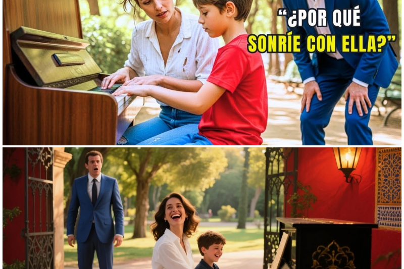 Millonario ve a una mujer sin hogar enseñando piano a su hijo… y todo cambia