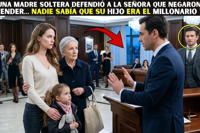 Madre soltera defendió a la señora que negaron atender… nadie sabía que su hijo era el Millonario y…