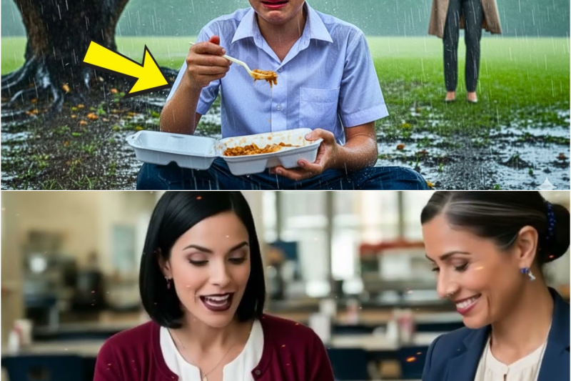 Encontré a Mi Hijo Almorzando Solo Bajo la Lluvia… Lo Que Me Confesó Me Destrozó el Alma