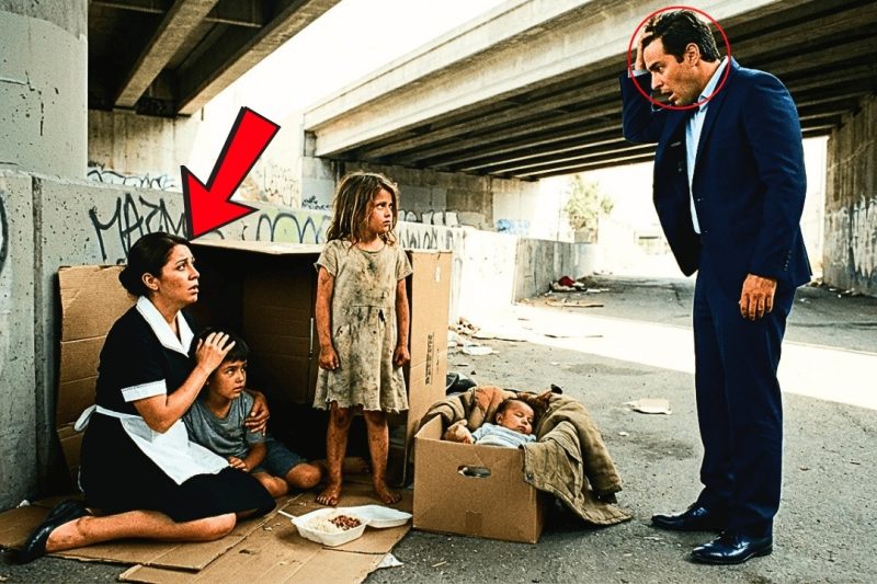 EL MILLONARIO SIGUIÓ A LA EMPLEADA Y LA VIO BAJO UN PUENTE CON SUS HIJOS… LA MAYOR REVELÓ TODO