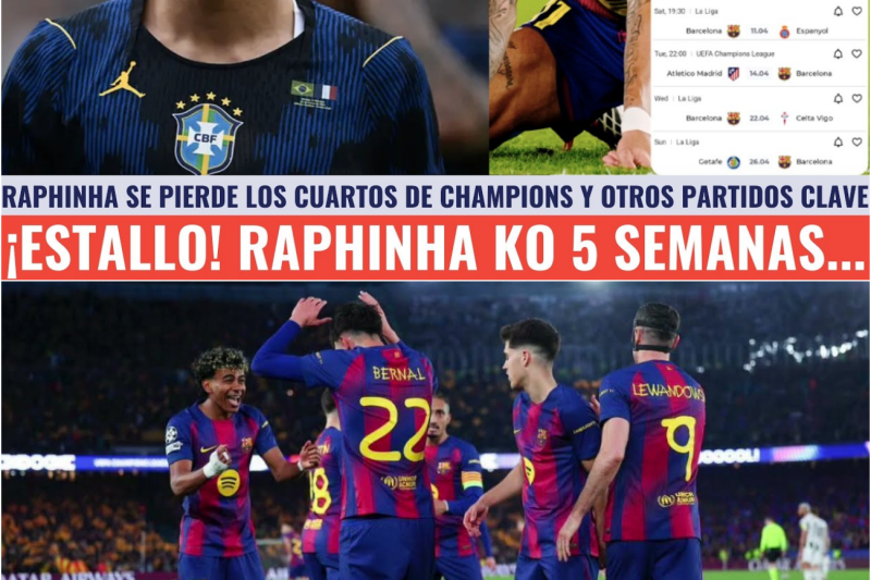 ¡VERGÜENZA! RAPHINHA SE LESIONA EN UN AMISTOSO CON BRASIL Y SE PIERDE LOS CUARTOS DE CHAMPIONS