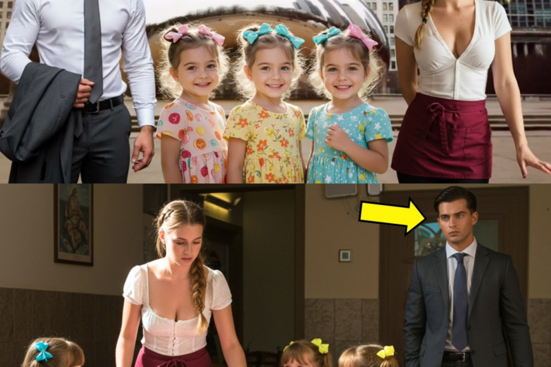 CEO Millonario ve a una mesera con tres niñas idénticas a él y se queda impactado.