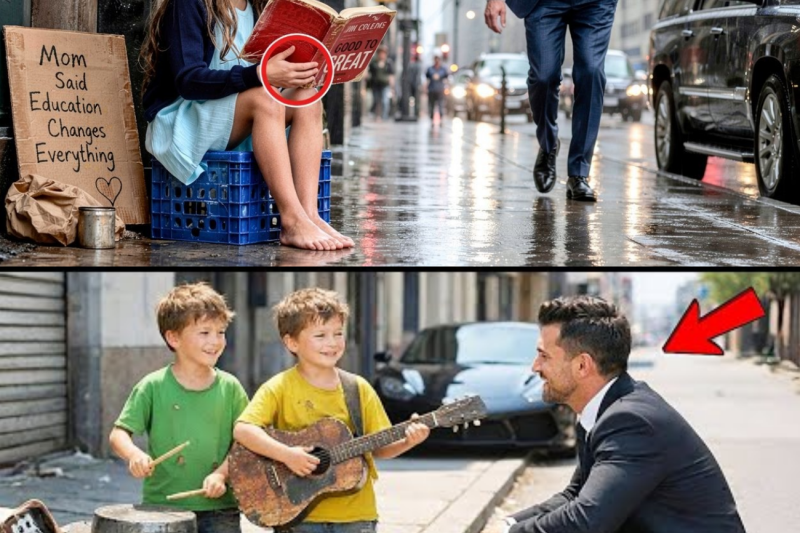 Un millonario vio a una niña hogar leyendo “Empresas que sobresalen” bajo la lluvia—cambió todo