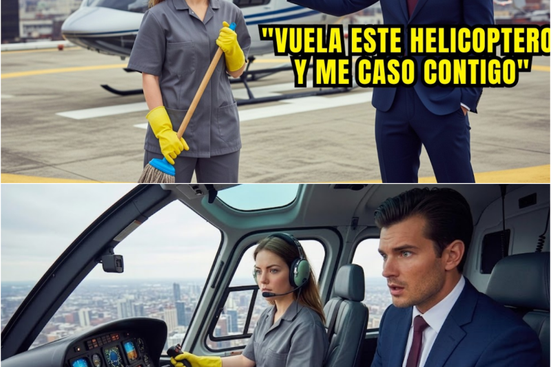 “Vuela este helicóptero y me casaré contigo” El CEO se burló de la conserje pero luego quedó helado