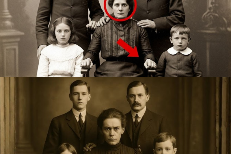 Esta foto familiar de 1910 parece inofensiva, hasta que los ojos de la madre lo cambian todo.