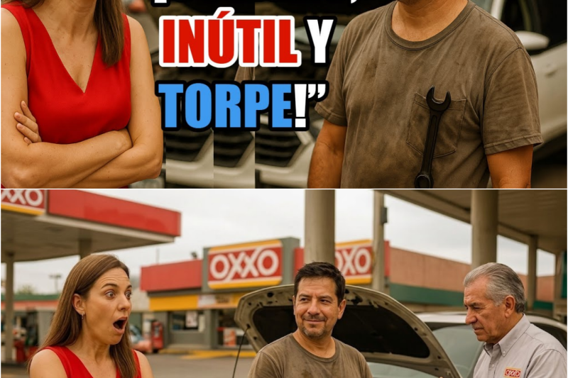 “¡SOLTERO, INÚTIL Y TORPE!” — Se BURLÓ la MILLONARIA… pero el MECÁNICO Reparó su Auto de Inmediato