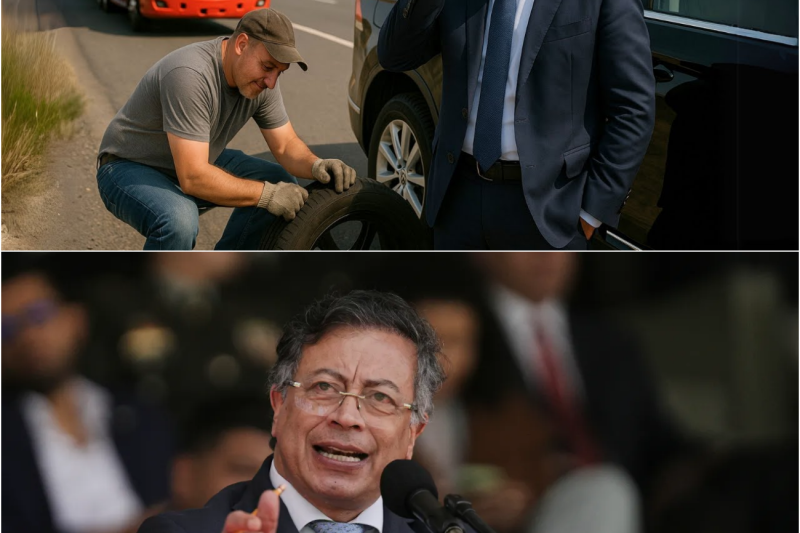 El camionero CAMBIÓ LA LLANTA de Gustavo Petro en la TORMENTA sin SABER quién ERA y Lo que ÉL hizo