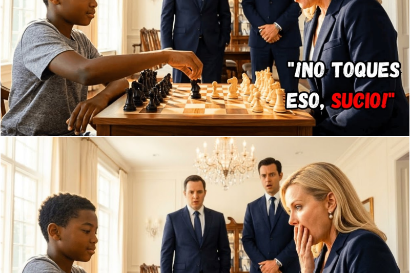“¡NO TOQUES ESO, SUCIO!” — La Millonaria Humilló al Hijo de su Empleada… Era un GENIO del Ajedrez