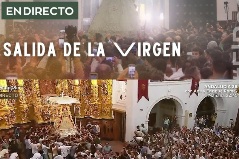 Emotion erupts in El Rocío! The people of Almonte leap the fence at 3:02 a.m. as the Virgin of El Rocío returns to the streets of Andalusia VL