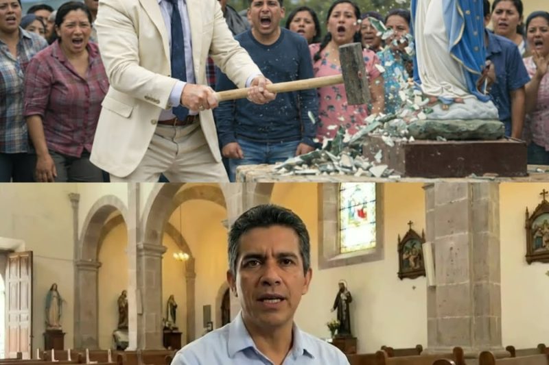 El pastor rompe la imagen de la Virgen María en la plaza… y ocurre lo inesperado