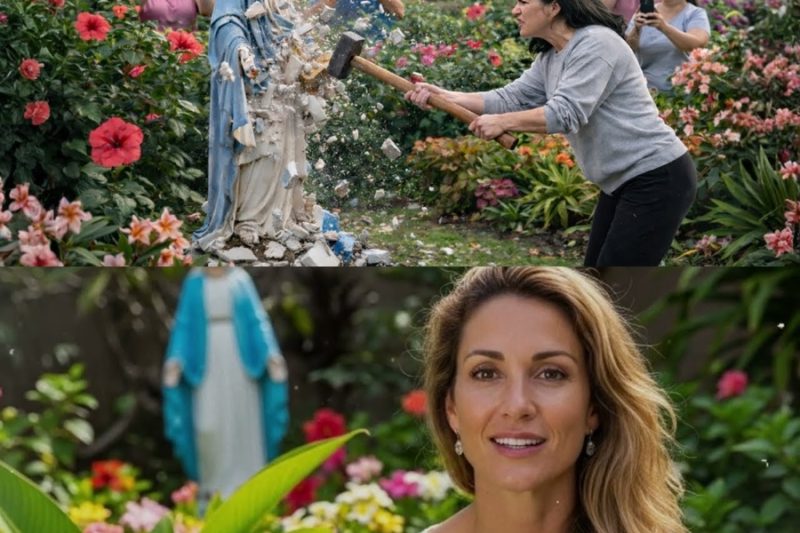 Una vecina rompió la estatua de la Virgen María en el jardín… y entonces algo inesperado comenzó.