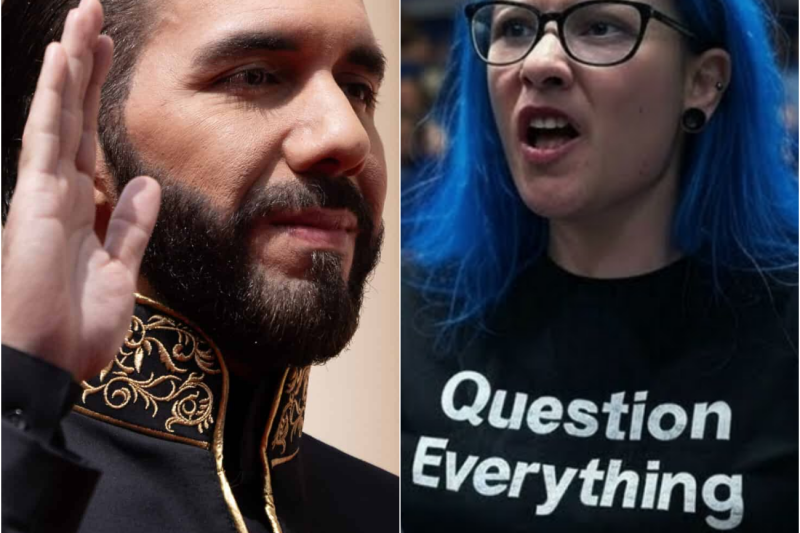 Nayib Bukele destruye a una estudiante con pelo azul que insultó a los creyentes