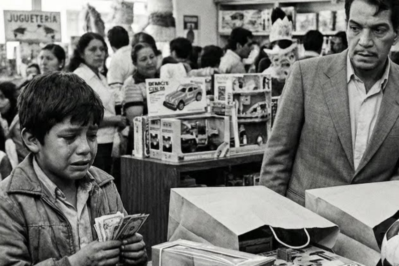 Cantinflas vio niño devolviendo juguetes que acababa de comprar—su razón lo hizo LLORAR