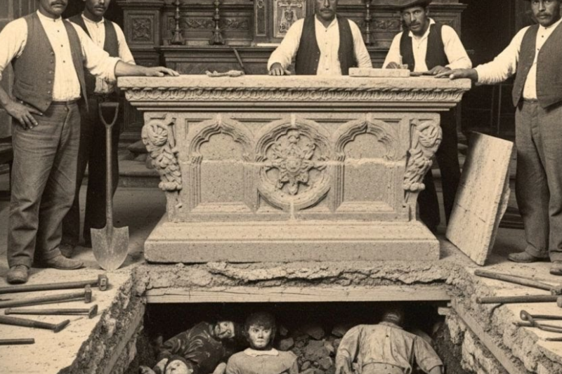 Cuando los albañiles abrieron el altar en Querétaro, encontraron cuerpos frescos entre los cimientos