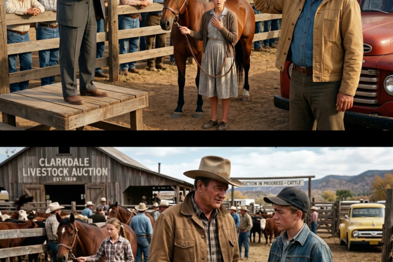 John Wayne vio a una chica entregar el caballo de su padre muerto para salvar a su madre, y luego levantó la mano.