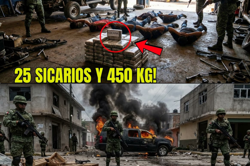 SEDENA Revienta Galpón del CJNG Disfrazado de Taller — 450 kg de Cocaína, Armas y 25 Sicarios