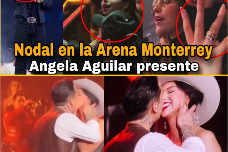 ¡Locura en Monterrey! Christian Nodal abarrota la Arena, Ángela Aguilar lo vigila desde abajo y una abuelita le roba un beso en la boca en pleno directo