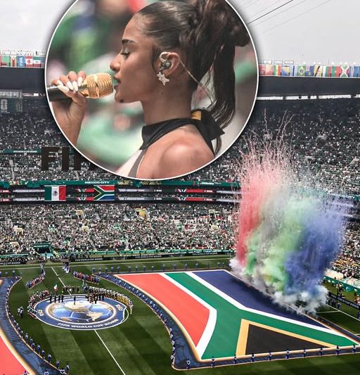 El canto de la gloria en el sur: Tyla estremece al planeta entero con una histórica interpretación del himno en la apertura del Mundial frente a un imponente México