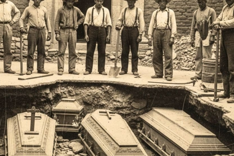 Cuando los albañiles levantaron el suelo en Guanajuato, encontraron ataúdes escondidos en cemento