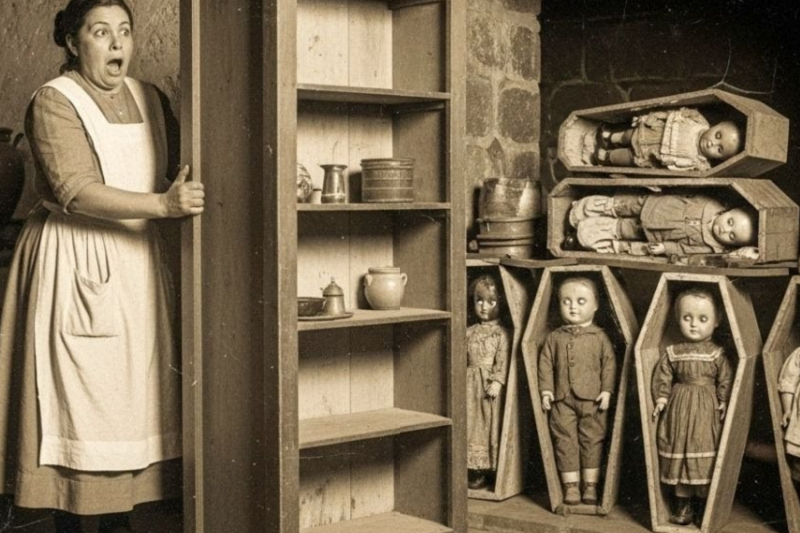 Cuando una cocinera movió un estante en Zacatecas, se abrió un hueco lleno de ataúdes con muñecas
