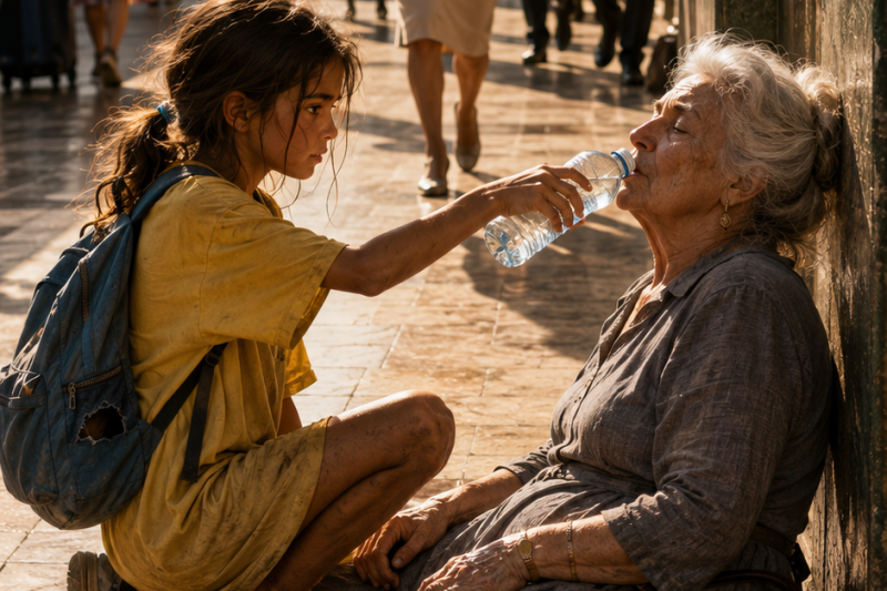 Niña Huérfana Dio Su Única Agua A Una Anciana… Era Millonaria 😭