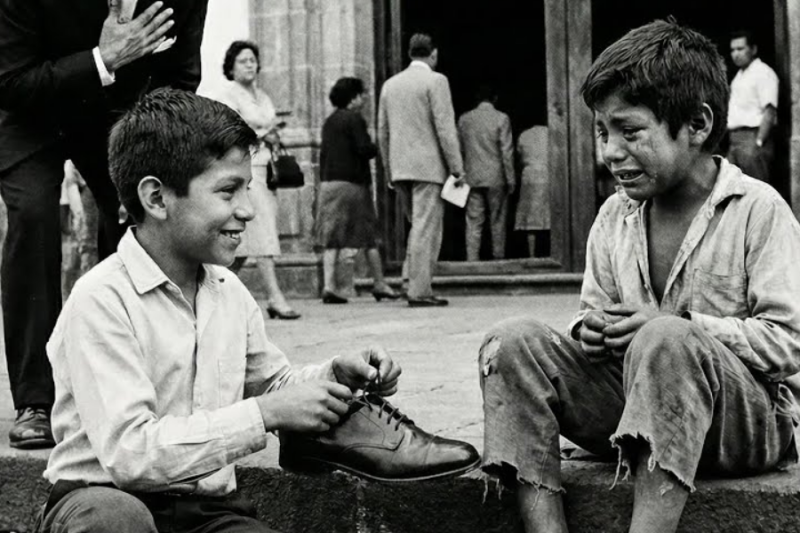 Niño de 10 dio zapatos nuevos a niño descalzo—Cantinflas supo por qué y se QUEBRÓ