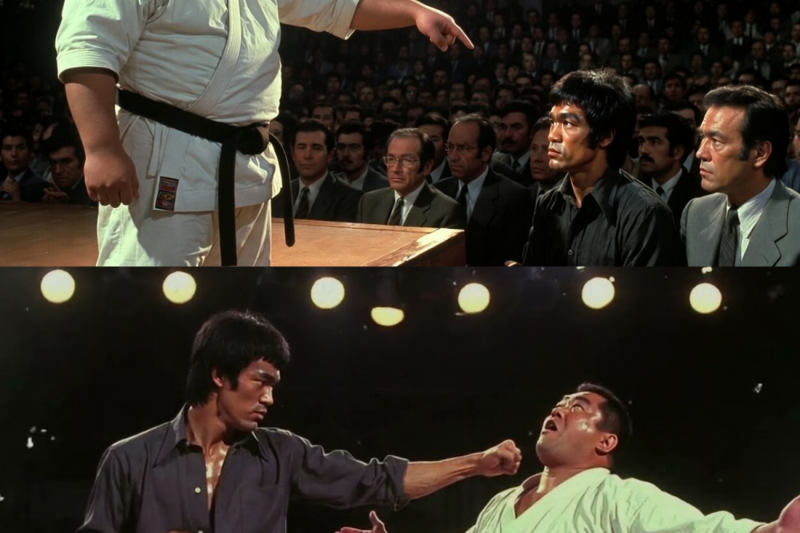 Un maestro invicto retó a un hombre en el torneo — no sabía que era Bruce Lee. El público enmudeció.