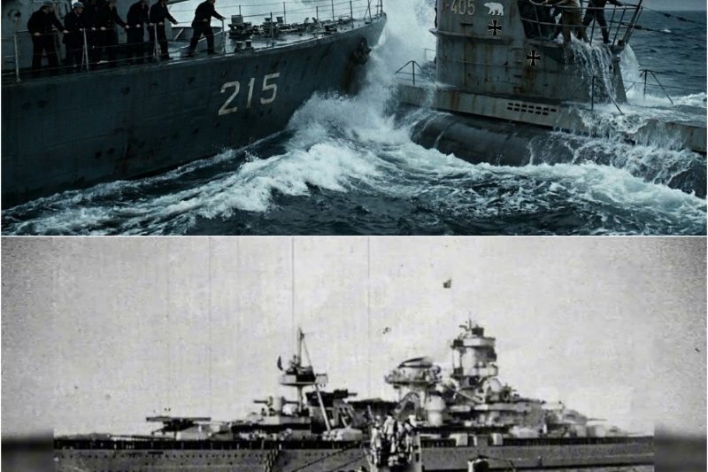 ¡Destructor estadounidense “montó” sobre U-boat alemán! ¡Usaron casquillos vacíos para golpear!
