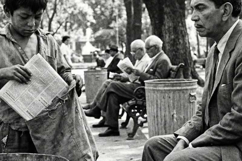 Mario encontró niño guardando periódicos para aprender a LEER—cuando supo por qué CONMOVIÓ