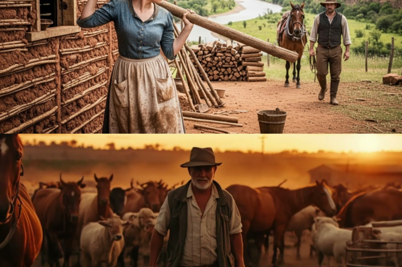 Ella estaba construyendo su casa de barro completamente sola, pero entonces apareció el granjero rico y…