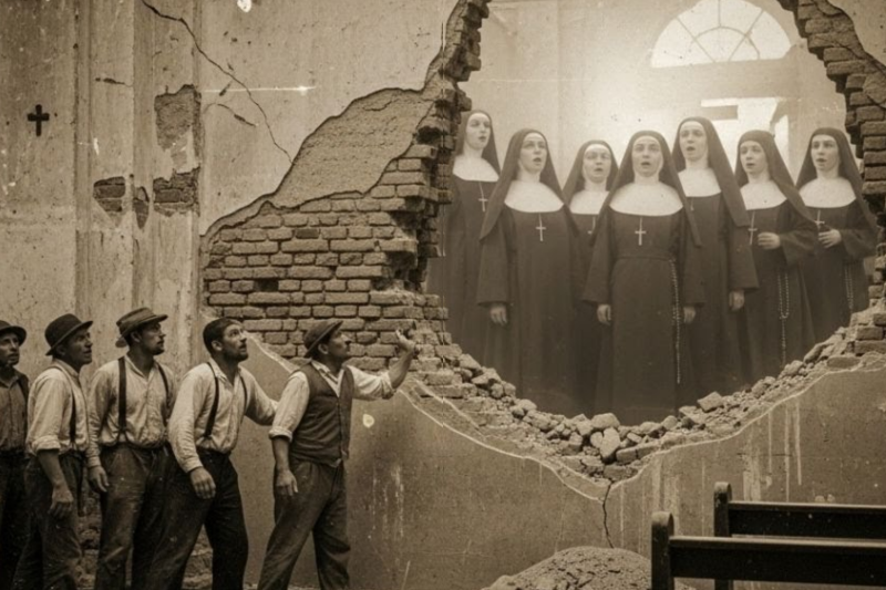 Cuando derribaron la pared en la iglesia de San Luis, los albañiles escucharon coros de monjas