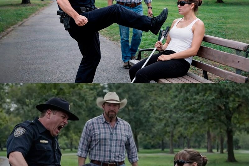 Un Policía Pateó A Una Chica Ciega — No Sabía Que Chuck Norris Estaba Mirando