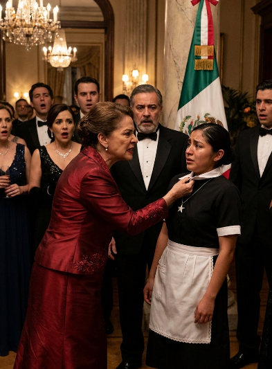 Le arranqué el collar a la humilde empleada doméstica frente a todos mis invitados de honor creyendo que me había robado. Cuando me reveló el oscuro secreto de mi esposo, mi mundo de lujos y mentiras se hizo pedazos.